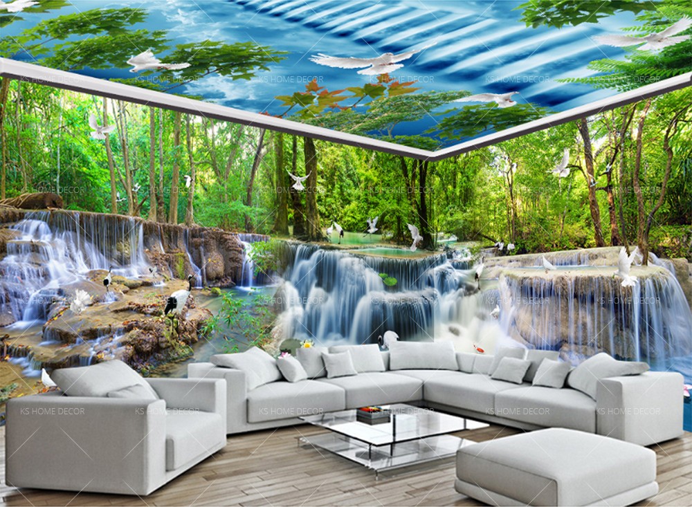 3D Theme Jungle Waterfall Scene Nature Mural 15286919 - Best Quality  Customize Wallpaper Wallpaper Printing